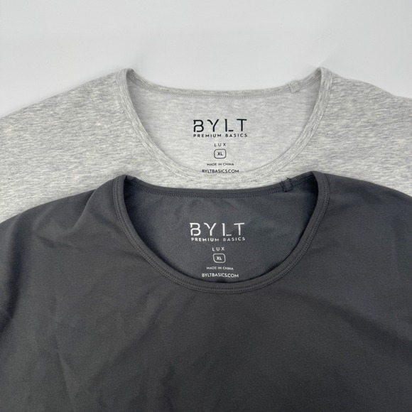 BYLT Premium Basics Other - Lot of 2 BYLT Premium Basics Lux T-Shirt Mens XL Grey Charcoal Curved Hem Drop